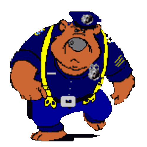 Animation of bear in Police Uniform walking